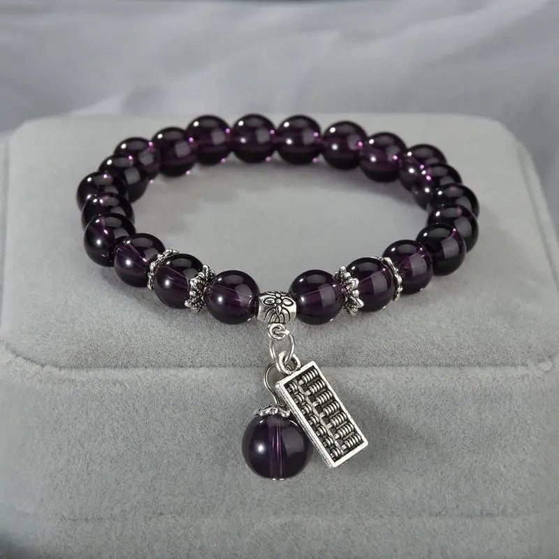 b20 Natural Stone Agate Amethyst Abacus Beaded Bracelet Men and Women Magnetic Health Protection Fashion Jewelry Gifts Qme amethyst