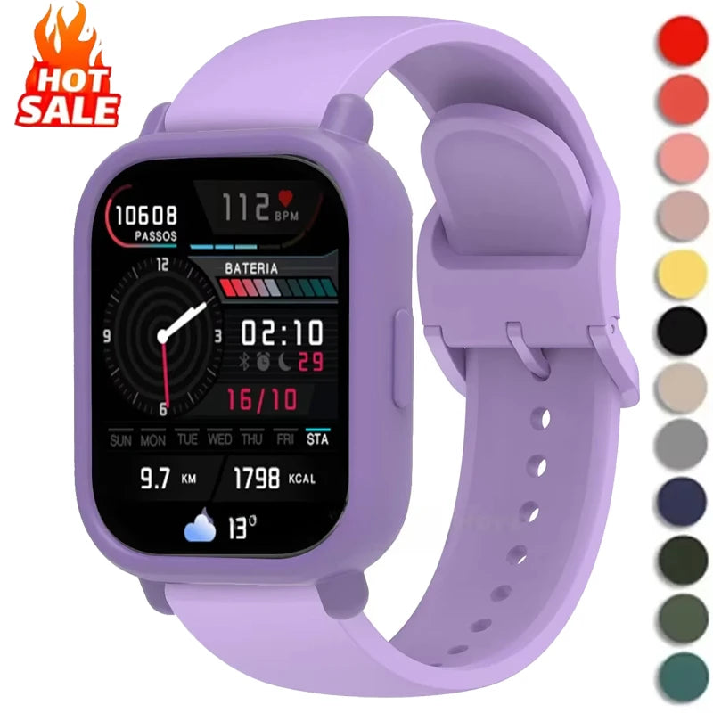 Silicone Case + Strap for Redmi Watch 5 Lite / 5 Active Repacement Bracelet Belt Smart Watchband Protective Shell Cover Qme