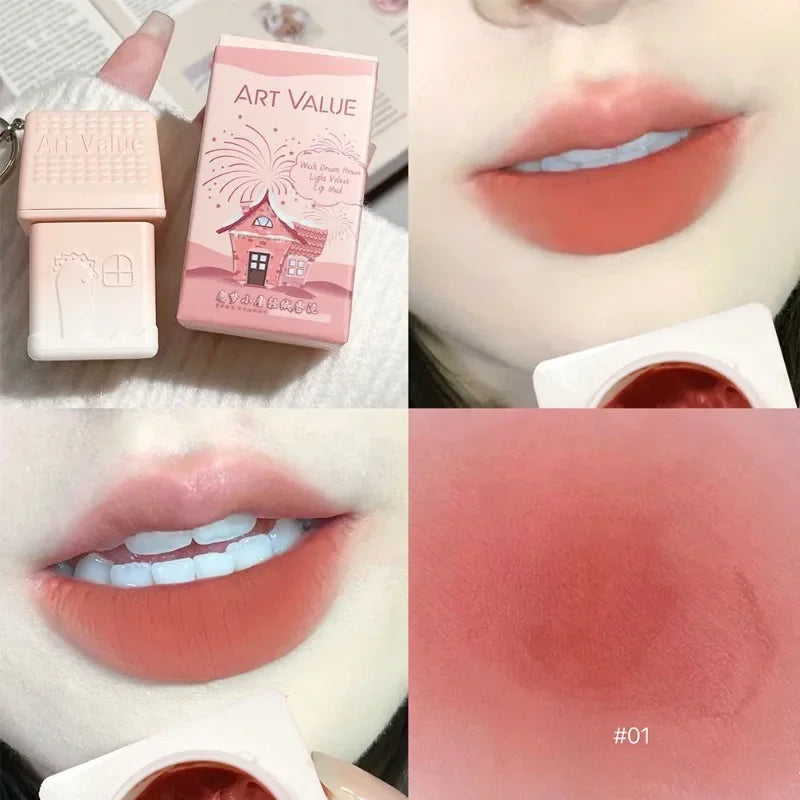 Matte Lipstick Berry Wine Soft Velvet Lip Mud Korean Makeup Solid Lip Gloss Non Stick Cup Lasting Moisturizing Light Lip Tint Qme 01