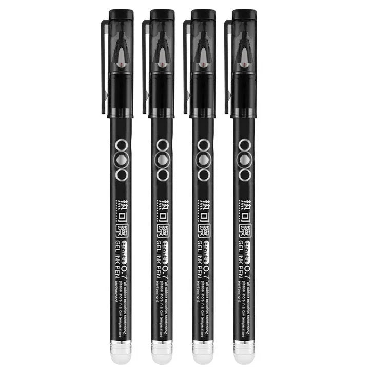 4Pcs 0.7MM Heat Erasable Pens, Bullet Nib, Colored Heat Sensitive Erasable Gel Pen, Smooth Writing, Black Blue Red Green Ink Qme 4pcs (black)