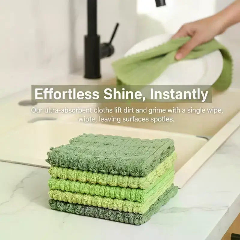 10pcs Microfiber Dish Cloths Multi Purpose Dishwashing Towels For Tableware Double Sided Cleaning Rags Tool Kitchen Accessories Qme
