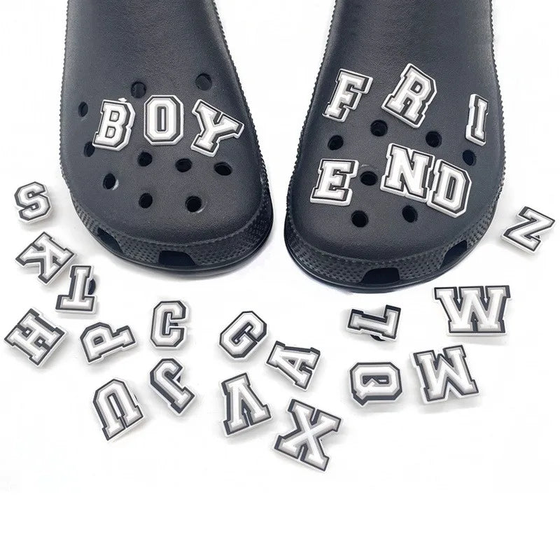 2026 NEW 1 Pcs Letter Shoe Charms for Clog Sandals Shoe Decoration Alphabet Characters DIY Shoes Pins for Boy Girl Men Women Qme