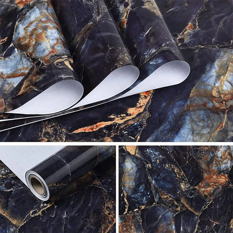 Width Vinyl Wall Stickers Waterproof Marble Self Adhesive Wallpaper Qme