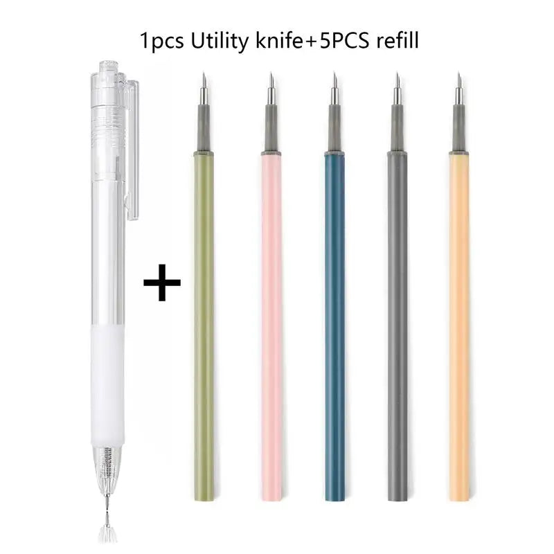 Paper Cut Knife Pen Refill Art Utility Knife Scrapbooking Cutting Tool Sticker Tape Cutter Express Box Knife DIY Craft supplies Qme Mixed (1 set)