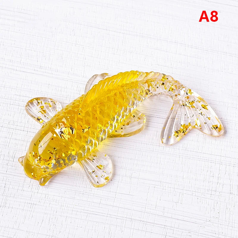 Crystal Stone Gravel Lucky Koi Fish Figurine Resin Mini Quartz Fancy Carp Statue Home Decor Desk Ornament Gift Qme A8