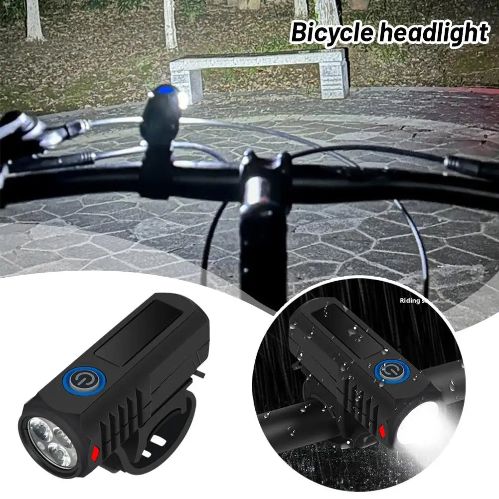Super Bright Bicycle 3 LED Light USB Type-C Rechargeable Outdoor Waterproof Portable Bicycle Flashligh Mountain Bicycle Lamp Qme