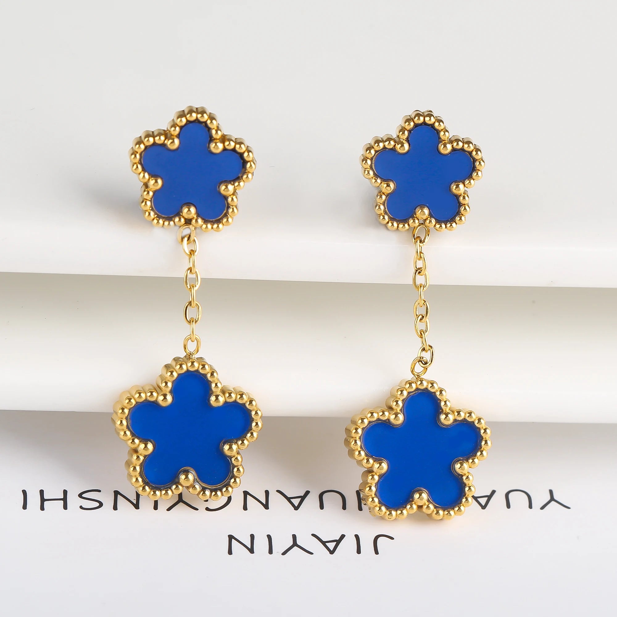 High Quality Stainless Steel Five-Leaf Flower Plant Earrings Classic Luxury For Woman Party Wedding Jewelry Hot Sale Clover Qme Earrings 14