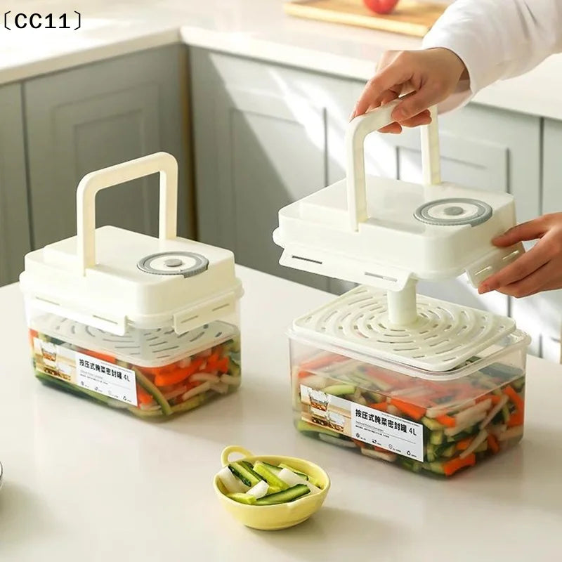 Plastic Pickle Jar Press Plate Leakproof Kitchen Organizer Bin Qme