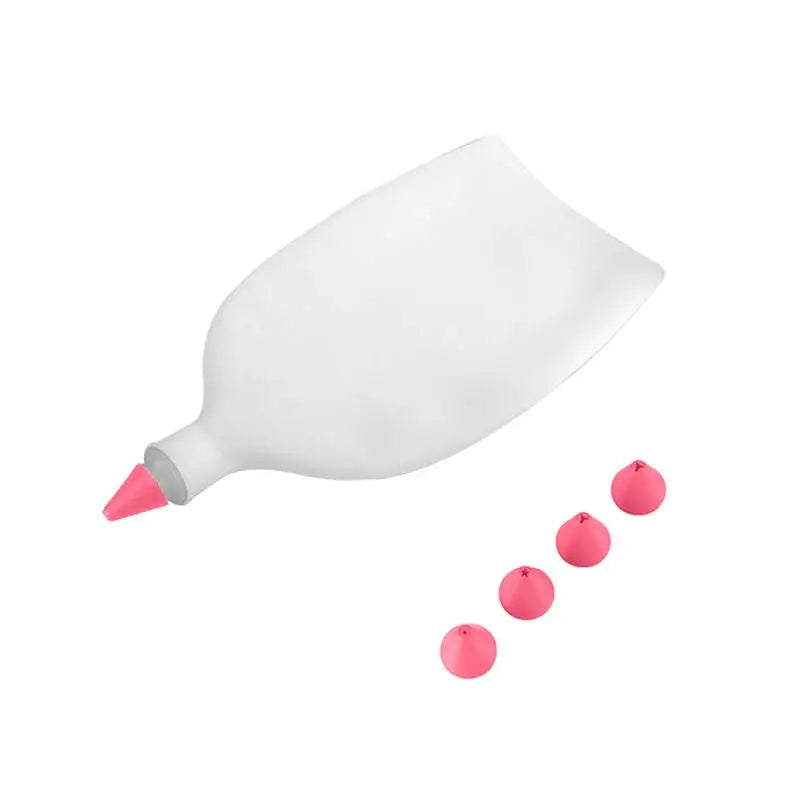 4-Head Piping Tip Silicone Chocolate Butter Pen Bags Bottles Writing Qme Pink Piping Bags
