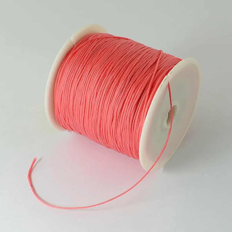 PandaHall about 150yards/rollBraided Nylon Thread Chinese Knotting Cord Beading Cord for Beading Jewelry Making Colorful 0.5mm Qme Tomato 0.8mm