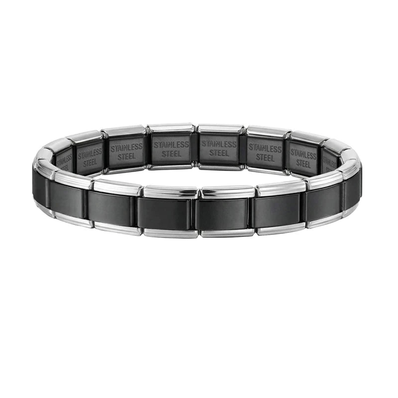 New 2026 Fashion Women's Men's Jewelry DIY 9MM Width Italian Elastic Charm Bracelet Blue Pink Color Stainless Steel Bangle Gift Qme S 25