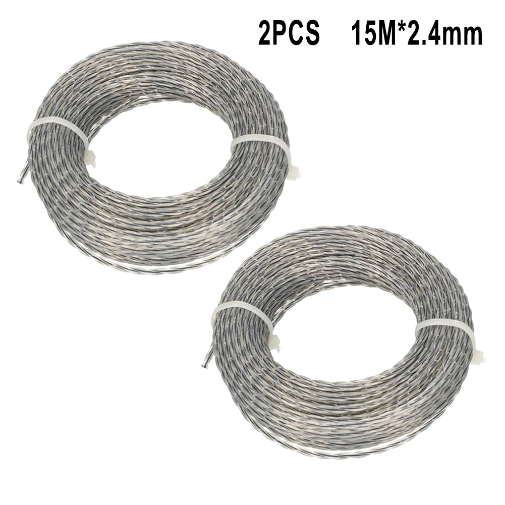 2 Rolls 15M 2.0/3.0mm Trimmer Nylon thread Rope Core-Reinforced Grass Trimmer Line 2.0- 3.0 Mm X 15m(30m) Line Spool Qme 15mx2.4mmx 2pcs