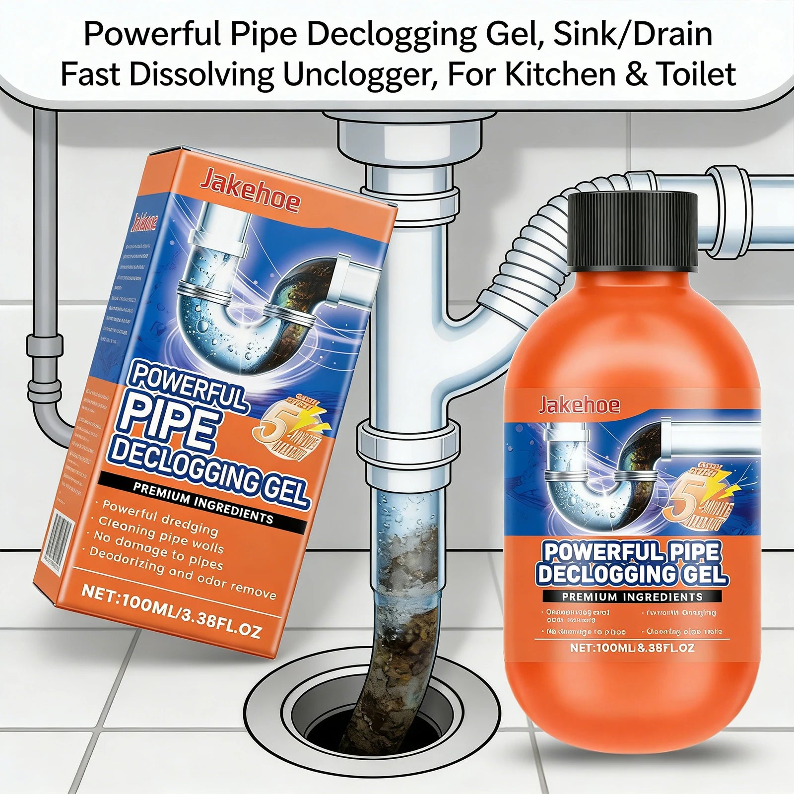 Drainage Pipeline Dredging Agent Easily Eliminating Hard Water Deposits Improves Flushing Effects Powerful Pipe Declogging Agent Qme