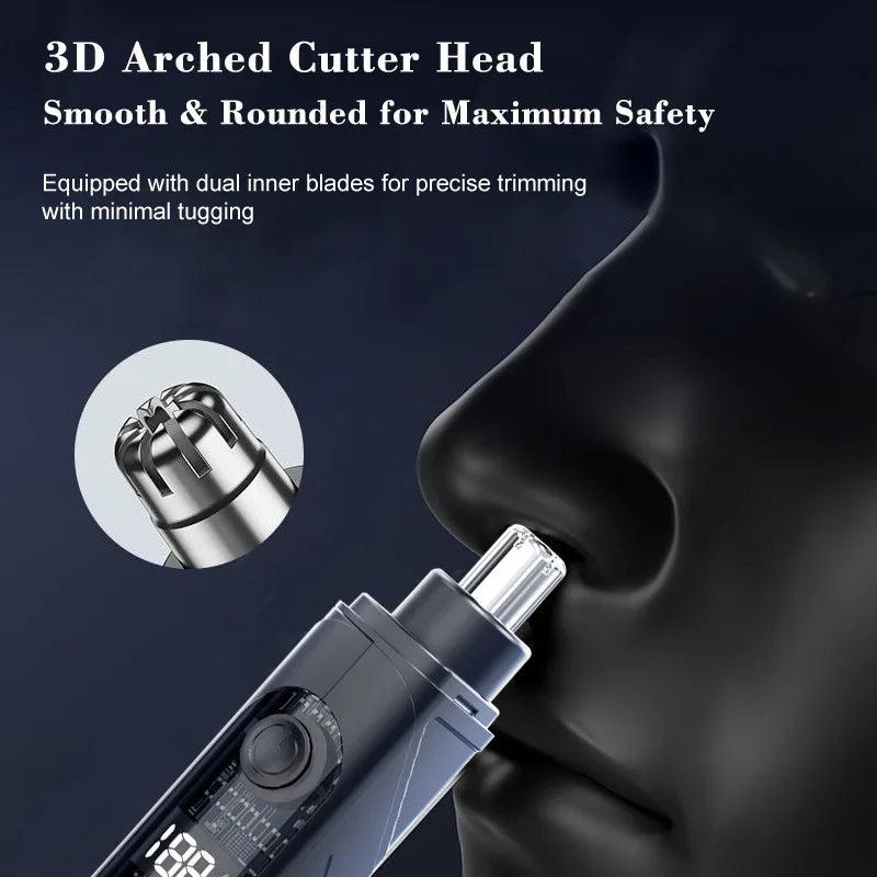 Nose Hair Trimmer Rechargeable Digital Display Clean Nostrils Electric Qme