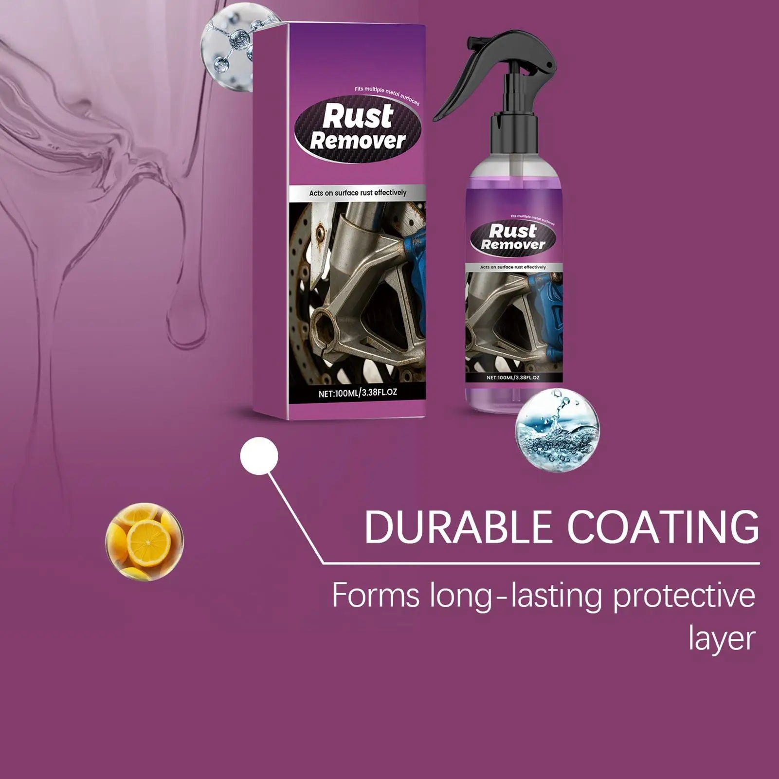 1pc Metal Rust Remover 100ml Rust Remover Spray Brake Iron Powder Converter For Car Automotive Wheel Chassis Marine Industrial Qme