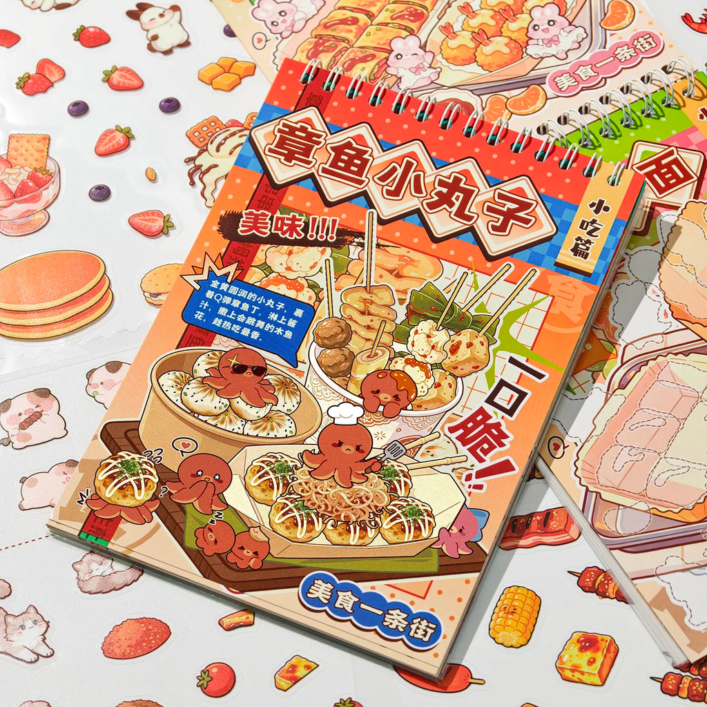 TIANZI 25-Piece Cartoon Miniature Scene Sticker Book - Mini 3D Cottage Journal Materials, DIY Creative Handmade Collage Decals Qme