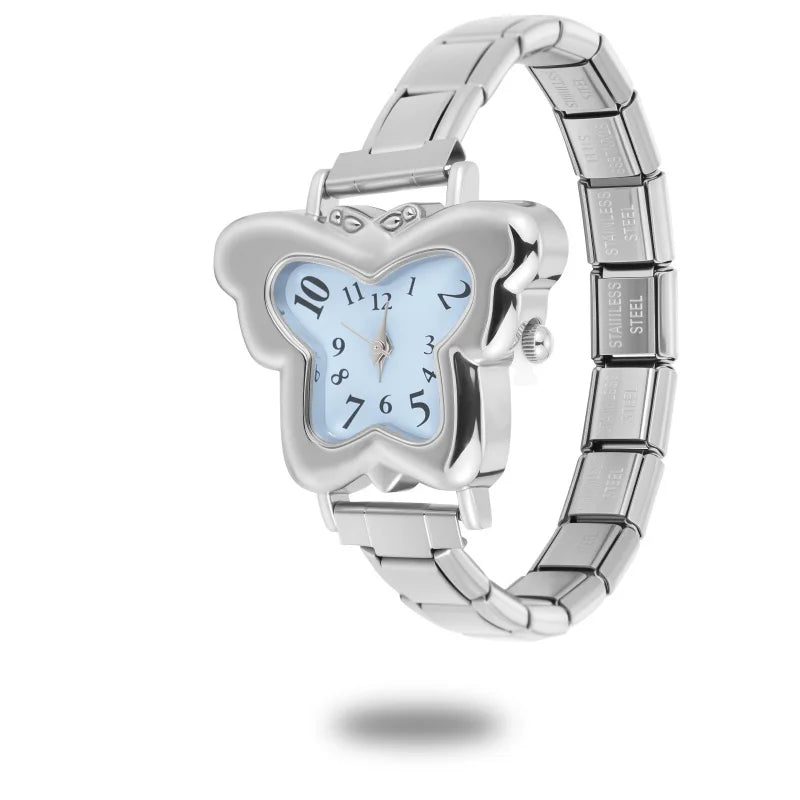 Wholesale Women's Men DIY 9MM Width Italian Elastic Charm Stainless Heart Shape Watch Bracelet Bangle For Birthday Jewelry Gifts Qme Style 30