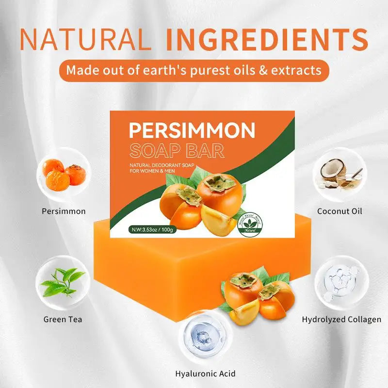Persimmon Soap Bar Body Odor Removal Handmade Green Tea Face Wash Qme