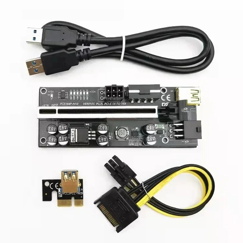 16x Adapter Card, 8 Capacitor Shielding Slot Marquee, GPU Module Extension Cable, PCI - E Riser Card, VER010S PLUS Qme