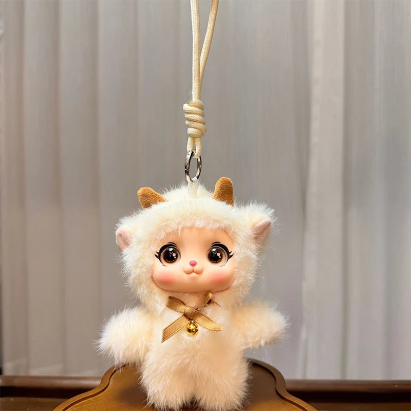 Cute Family Series Animals Vinyl Face Plush Forest Doll Pendant Qme White