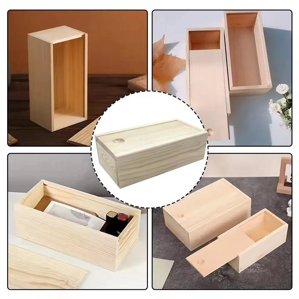Pine Pull Box Sliding Cover Wooden Box Wooden Storage Box Wooden Storage Box Wooden Box Gift Jewelry Box Qme