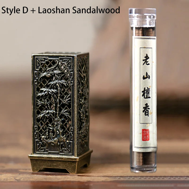 Vertical Incense Burner Alloy Hollow Incense Holder Xiangyun Stickless Powder Lasting Fragrance Incense Accessories Home Ornamen Qme Set D