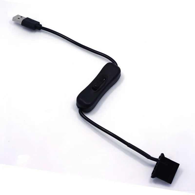 5pcs High Quality 1 To 1 2 USB To 3-Pin / 4-Pin PWM 5V USB Sleeved Fan Power Adapter Connector Cable with ON Off Switch Qme