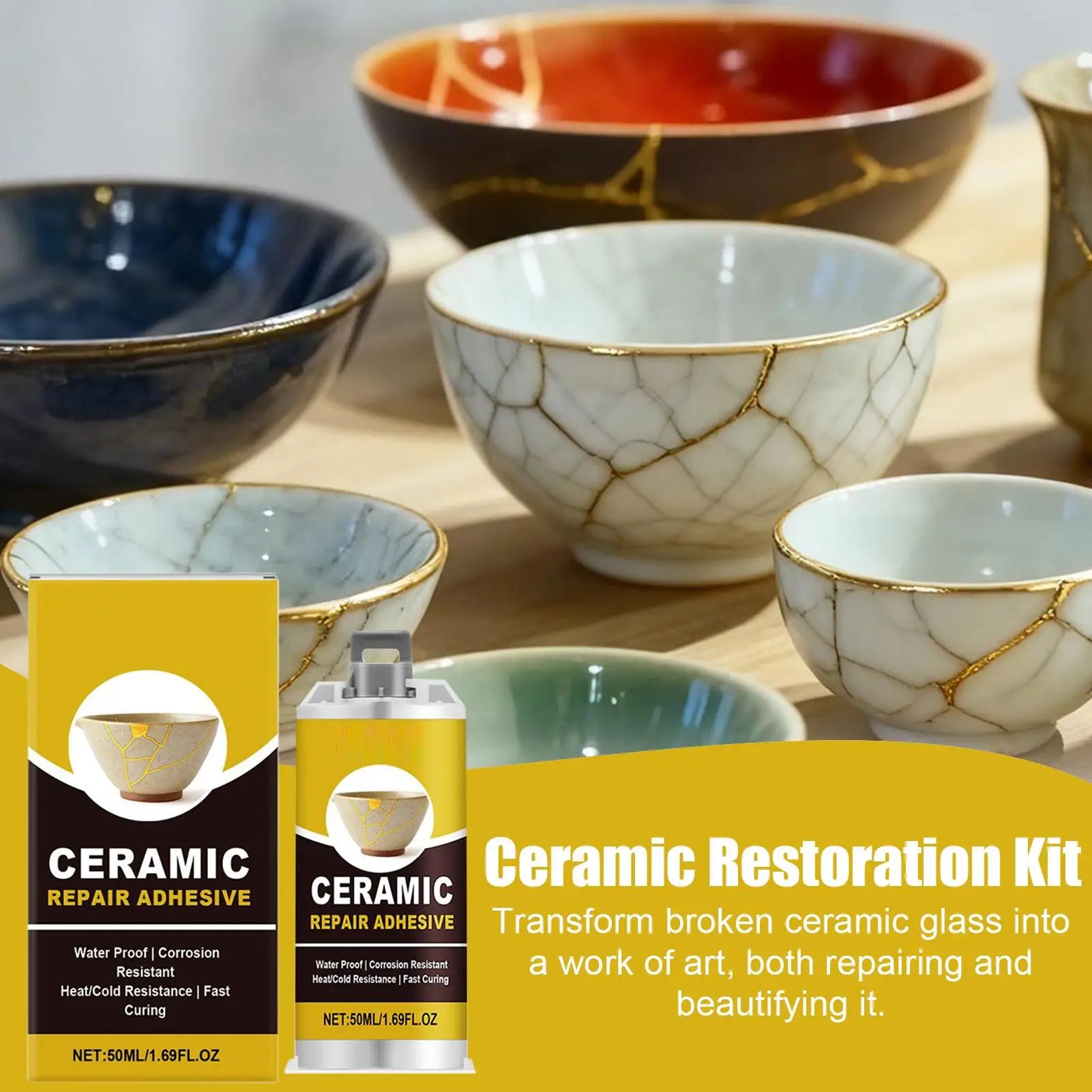 Porcelain Repair Broken Ceramics Glass Glue Adhesive Refinishing Art Qme