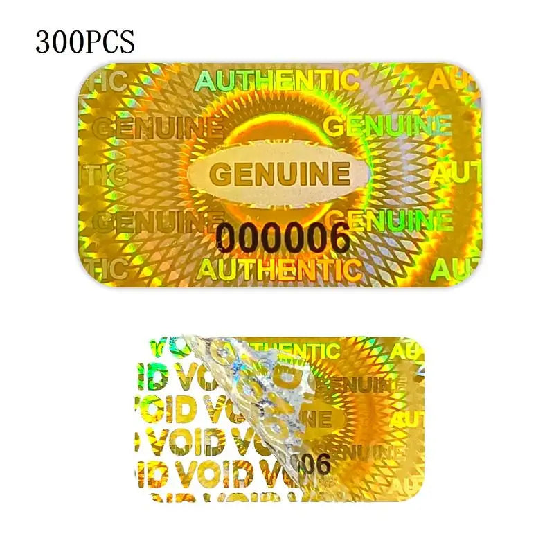 60 120 Holographic Warranty Void Laser Label Security Seal Tamper Qme 300PCS Gold