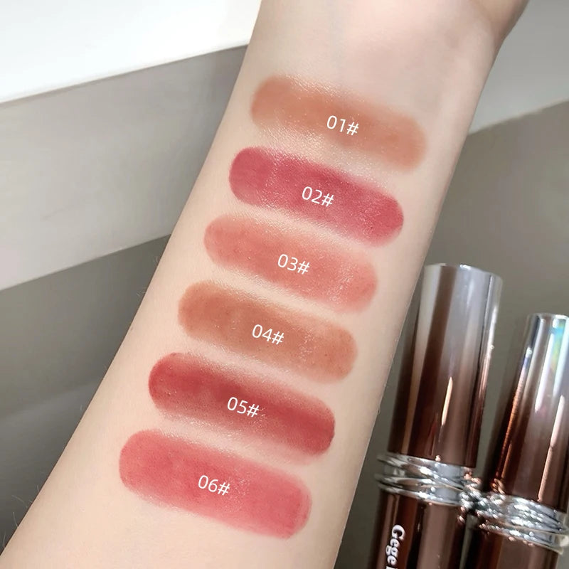 Glossy Mirror Lipstick Gege Bear Red Brown Shade Moisturizing Qme