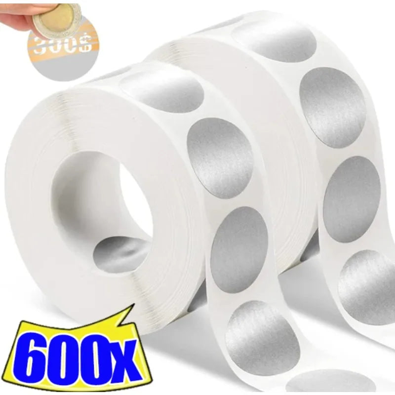 600Pcs Scratch Off Stickers Round Shape Labels Sticker Gold Silver DIY Handmade for Game Scratch Sticker Labels Party Supplies Qme