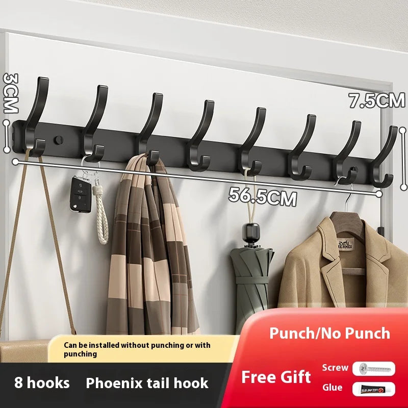 Bathroom Kitchen Accessories Black Robe Hooks Towel Hanger Nail Wall Qme Black 8 hook