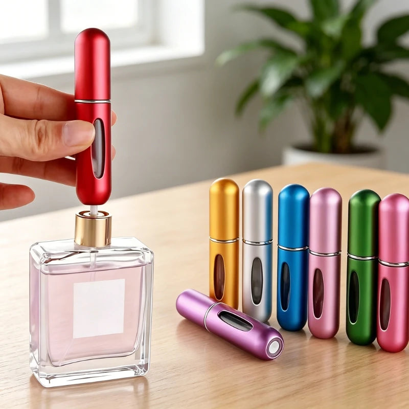 Portable 5ml Perfume Atomizer Bottle Refillable Travel Spray Bottle Mini Empty Cosmetic Scent Pump Container Gadget Qme