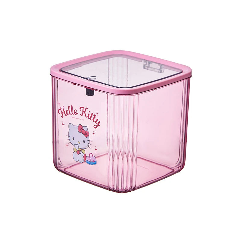 Hello Kitty Kuromi Desktop Trash Can Cute Transparent Mini Storage Box Trash Can for Home, Living Room, and Office Qme
