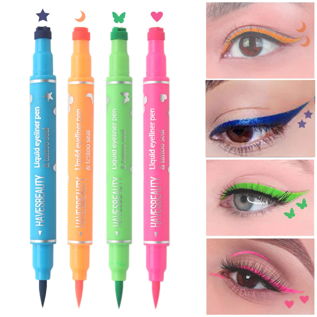 Dual-ended Pattern Stamp Eyeliner Waterproof Non-smudge Embellish End Qme