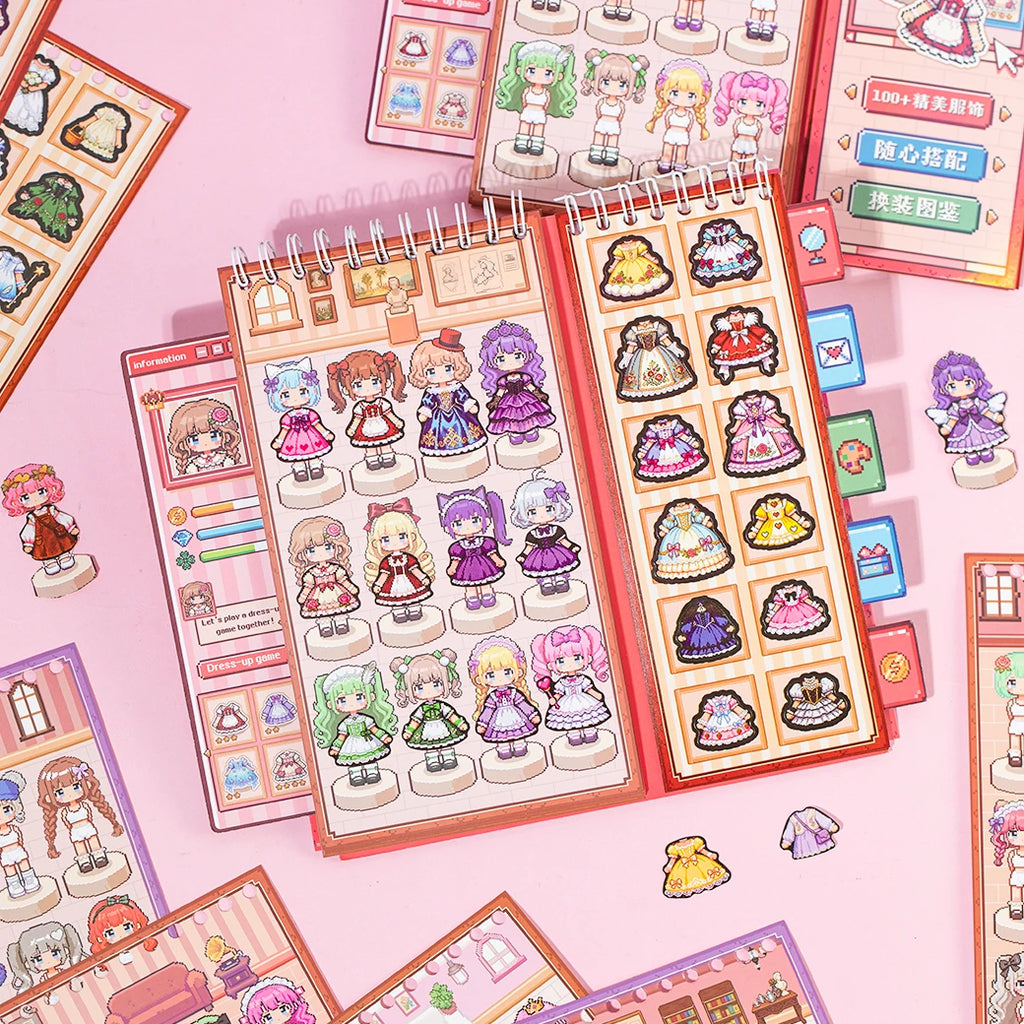TIANZI 20 Pcs cartoon pixel die-cutting stickers book DIY diary planner notebook student stationery decoration clip stickers Qme