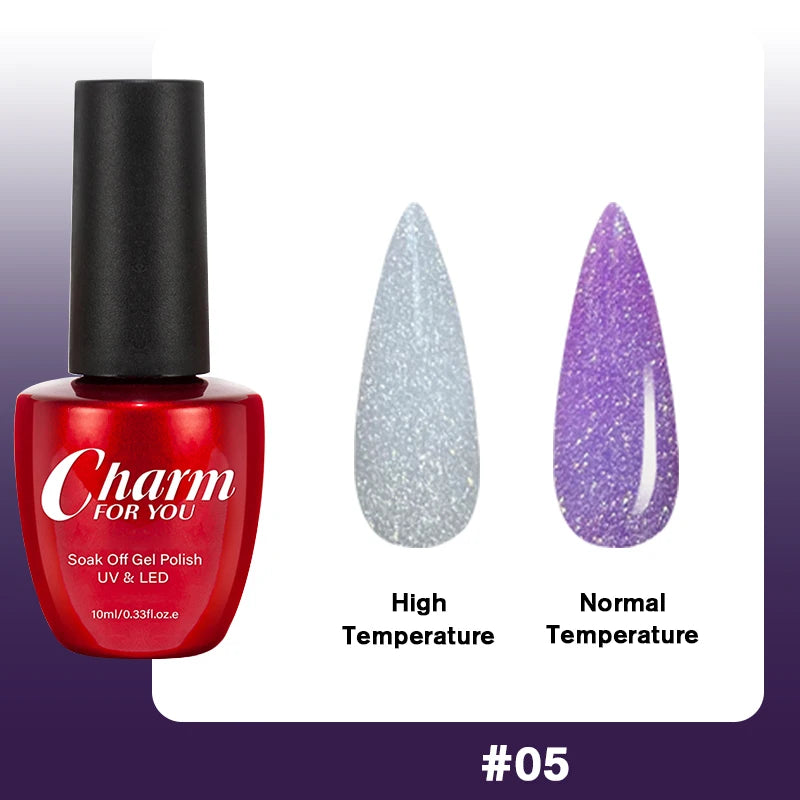 Thermochromic Diamond Glue Changing Nail Art Polish Sparkle Shimmer Qme 05