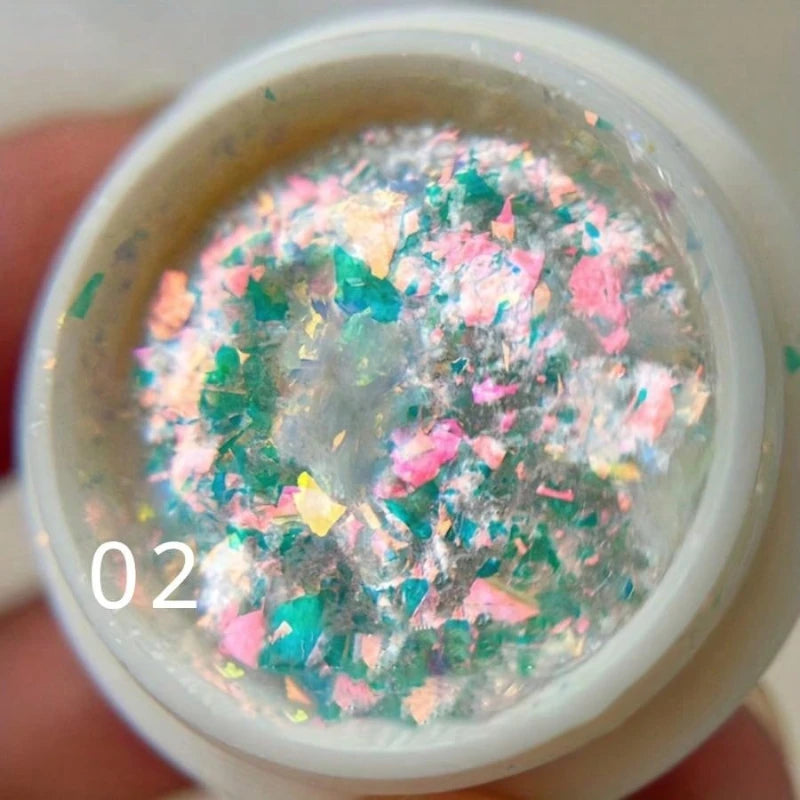 Nail Art Glitter Powder Polarized Opal Iridescent Reflective Ice Qme green