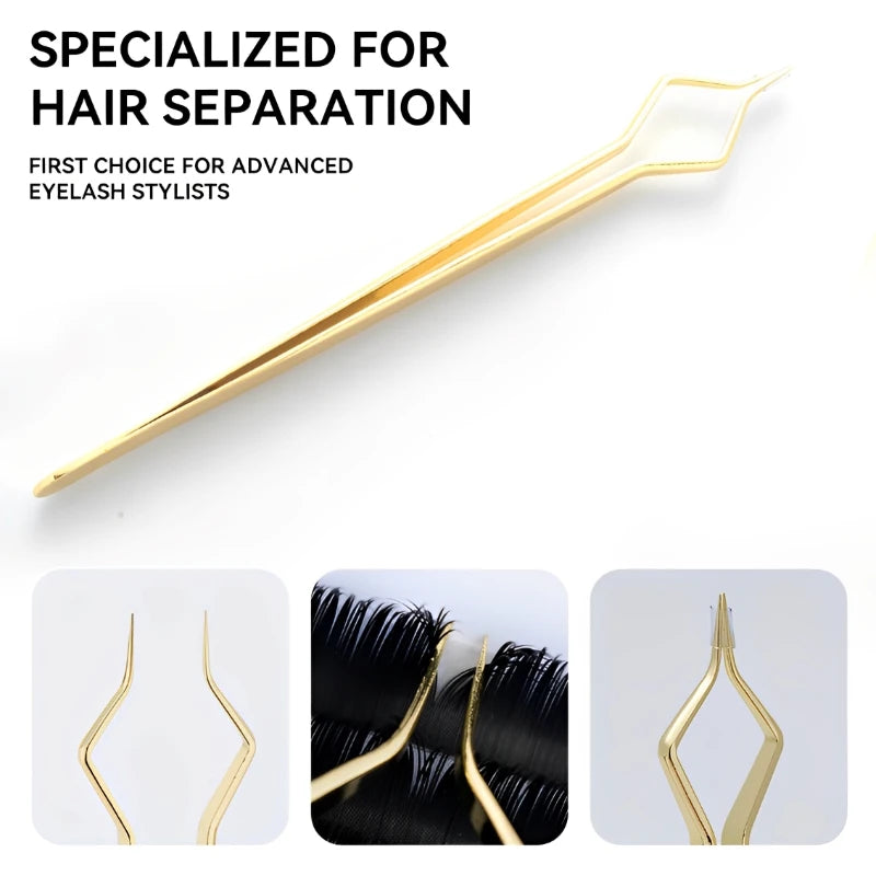 Lash Extension Tweezers Anti Slip Stainless Steel Curved Tip Straight Qme