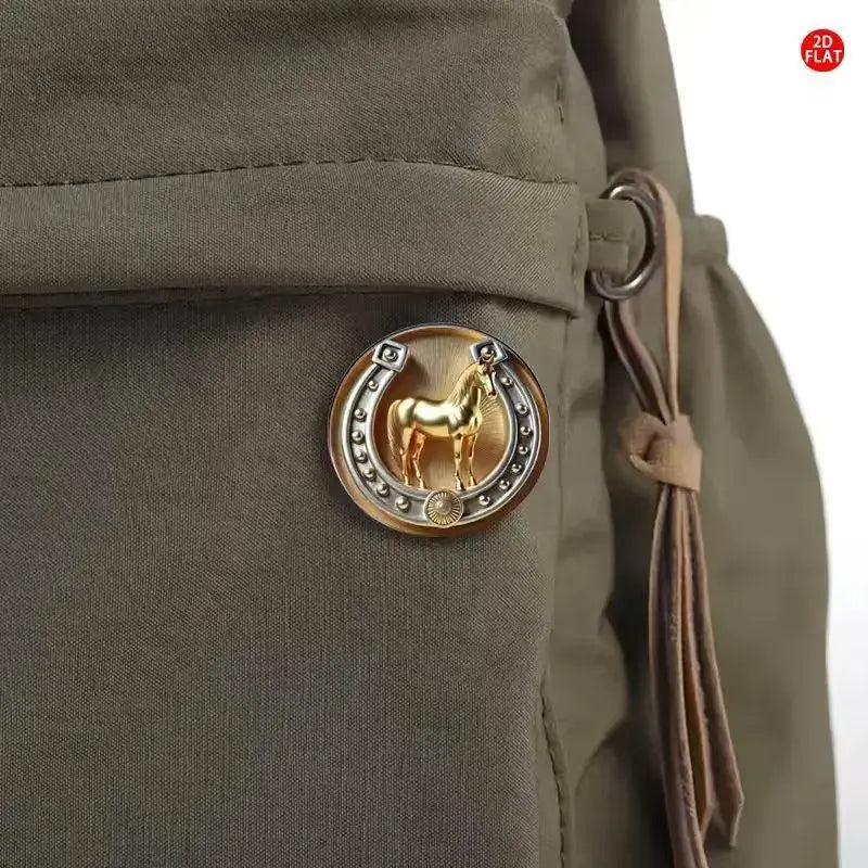 Golden Horse Brooch Zinc Alloy Women Men 2D Flat Animal Party Office Qme
