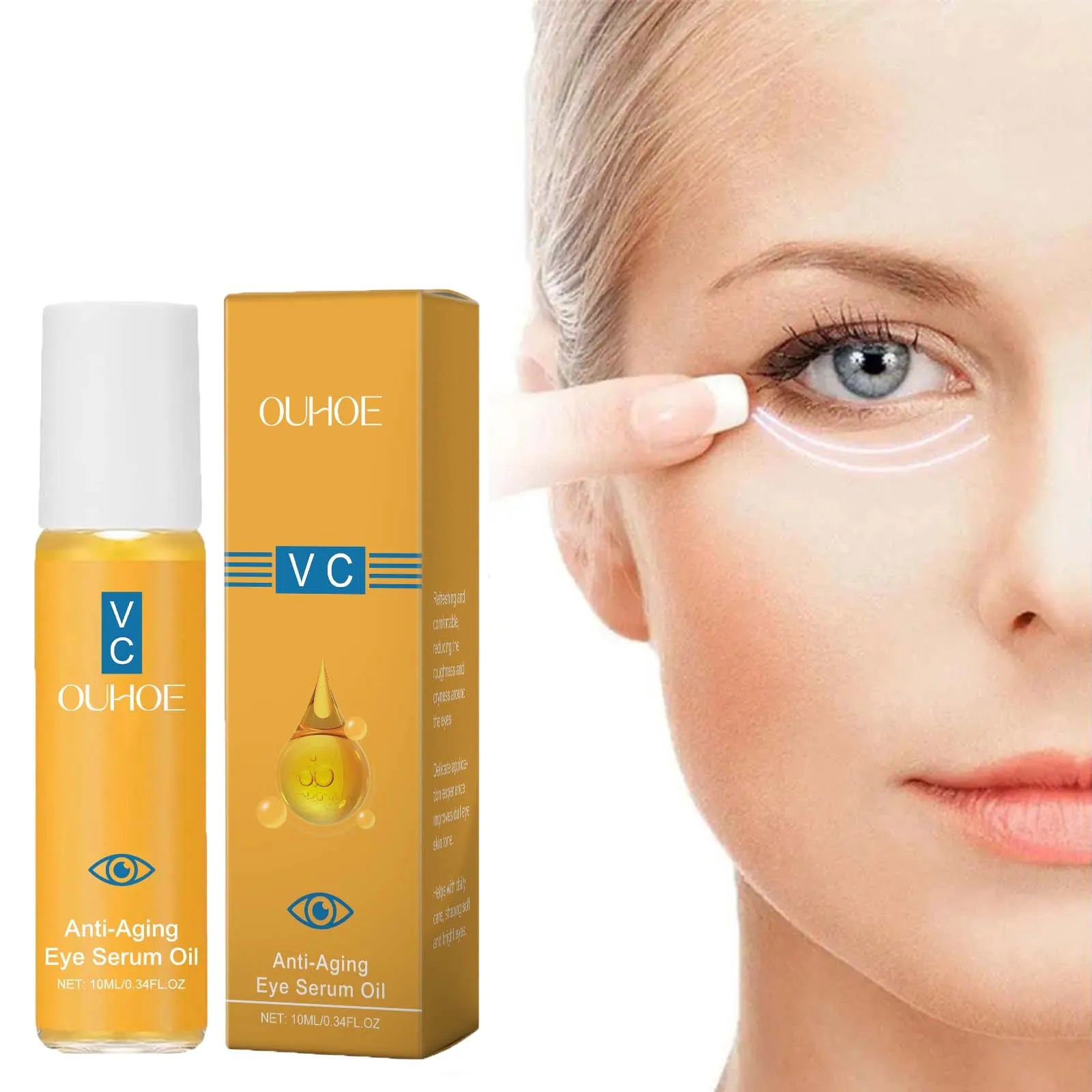 Anti Aging Eye Serum Oil Brightening Firming Fade Fine Lines Remove Puffiness Dark Circles Hydrating Smooth VC Eye Essence Oil Qme