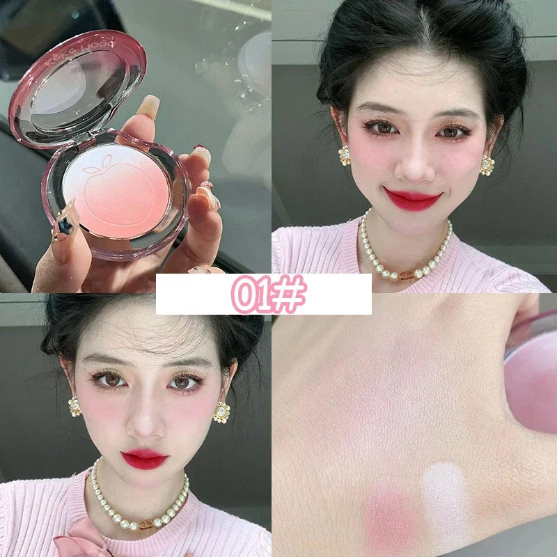 Peach Pink Blusher Matte Purple Cheek Tint Blush Makeup Lasting Brighten Facial Silky Smoothness Rouge Powder Palette Cosmetics Qme B-01