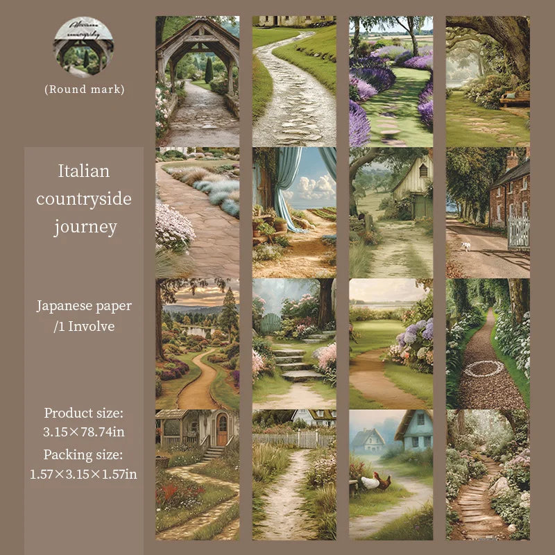 1roll Afternoon Countryside-themed Large-format Landscape Tape Ideal for background decoration, scrapbooking DIY collage sheets Qme 1