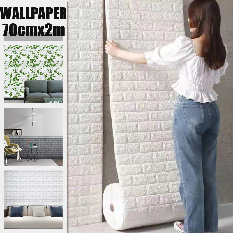Self Adhesive PVC Waterproof Wallpaper Home Decoration Peel Stick 3D Qme
