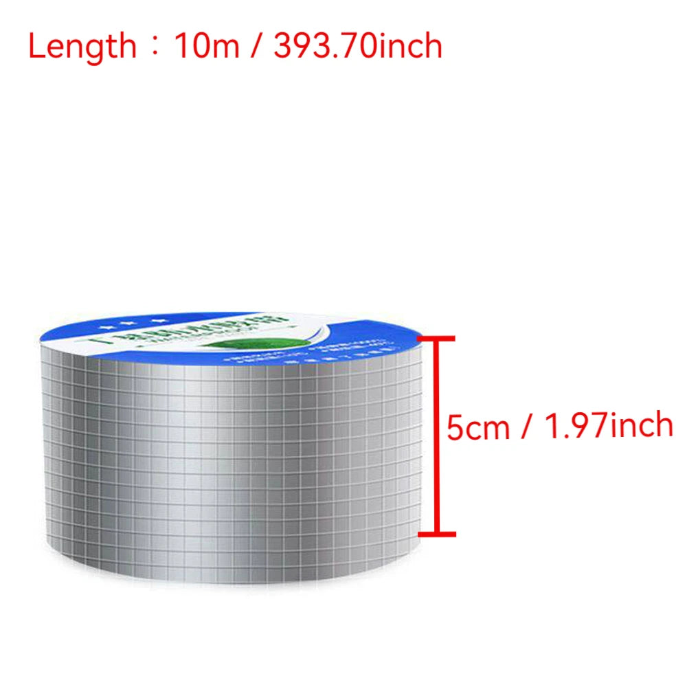 Butyl Seal Tape Aluminum Foil Waterproof Strong Adhesive for Roof Pipe Crack Repair Ductility Thickened Foil Leak Proof Seal Qme 5cmx10m