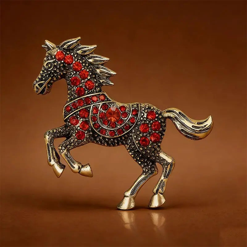 Luxury Horse Brooches For Women Unisex 4-color Elegant Enamel Animal Year Of The Horse Brooch Pins Gifts Qme