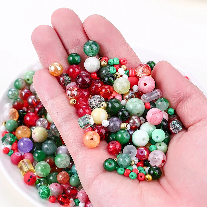 50g Assorted Glass Beads for Jewelry Making 2-10mm Colorful Crystal Beads for Bracelets Earrings Necklaces Crafts Making DIY Art Qme