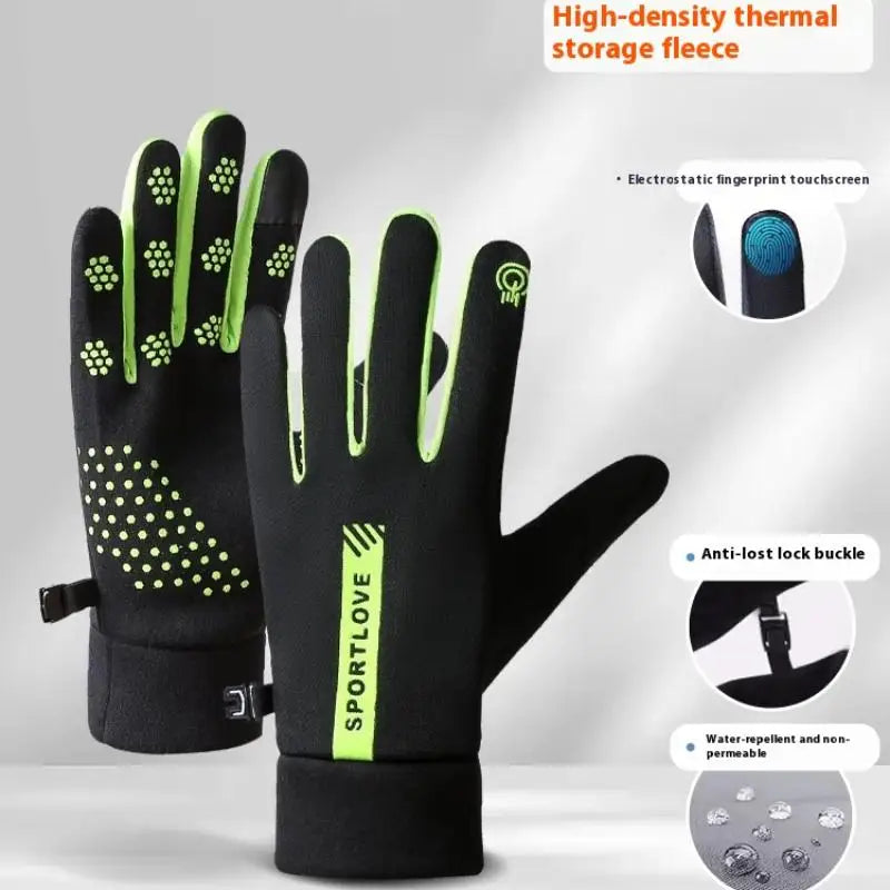 1Pair Touchscreen Finger Winter Gloves Men Women-waterproof Thermal Qme 2 Green