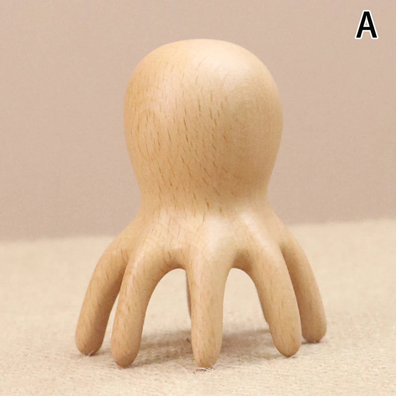 Sandalwood Octopus Massage Comb Head Meridian Scraping Scalp Brush Qme A