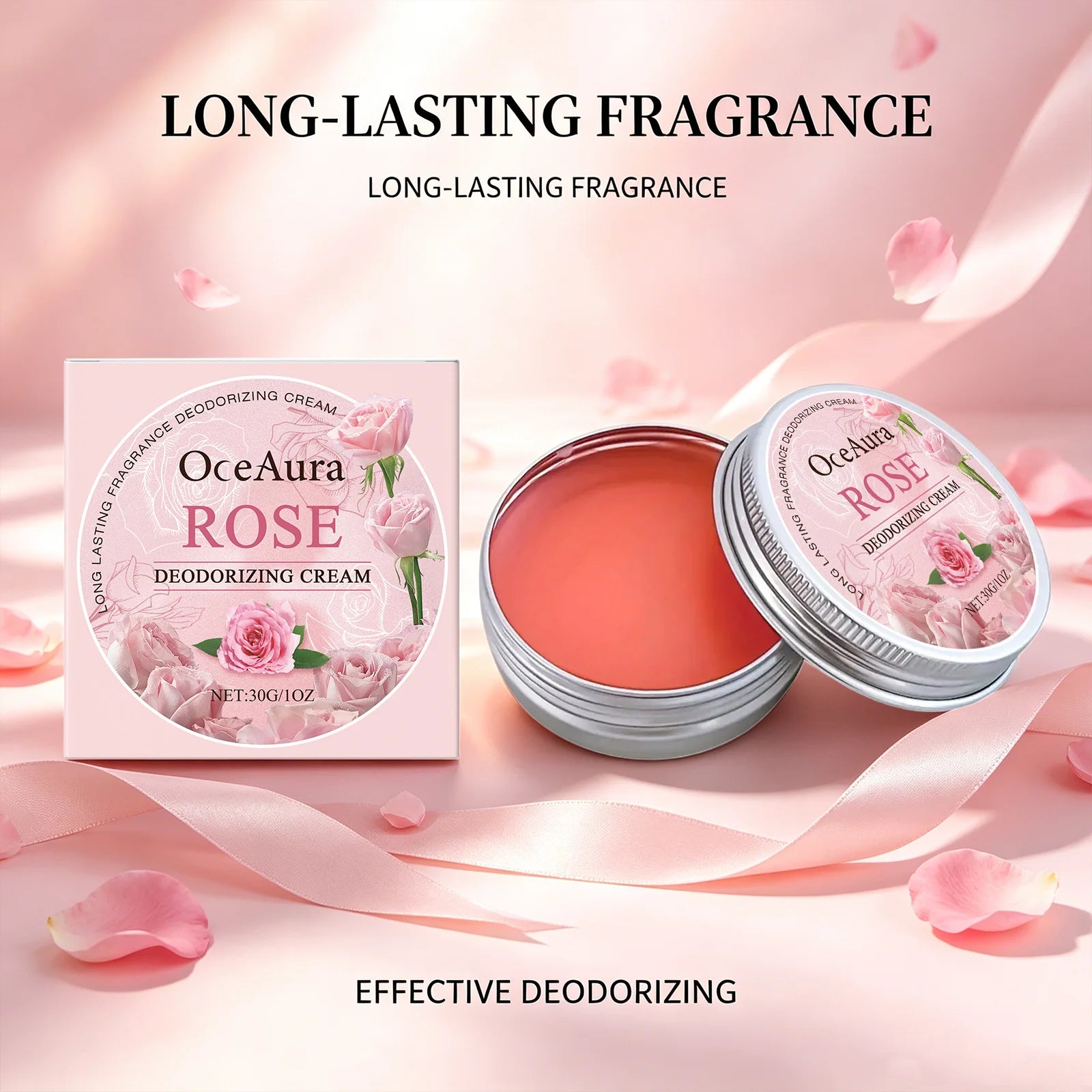 Oceaura Rose Deodorizing Cream Long-lasting Odor Inhibiting Sweat Qme
